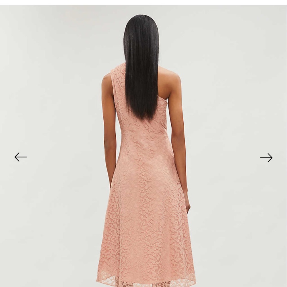 REISS ASYMMETRICAL LACE MIDI DRESS IN BLUSH SIZE 6 - Picture 8 of 16